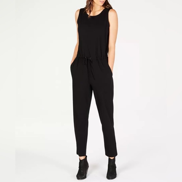 Eileen Fisher Pants - Eileen Fisher Sleeveless Drawstring Waist Jumpsuit Black Petite PP